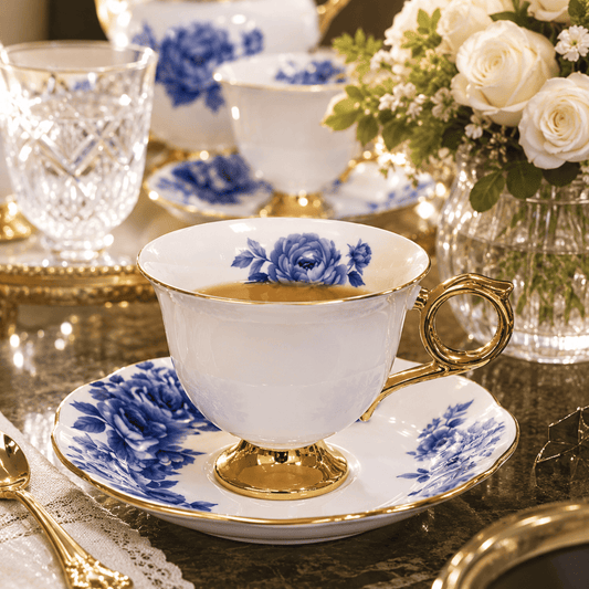 Bleu Royale - Juego de Tazas de Café de 6, 12 o 24 Piezas en Porcelana