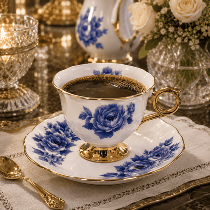 Bleu Royale - Juego de Tazas de Café de 6, 12 o 24 Piezas en Porcelana